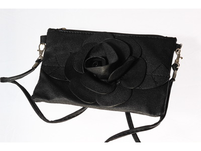 'Naisten käsilaukku, kukka, musta'